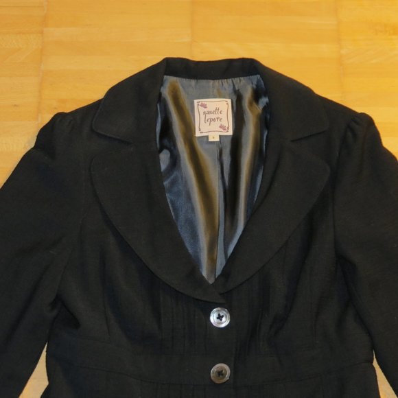 NANETTE LEPORE black wool suit jacket pants 4 6 S - Picture 4 of 7